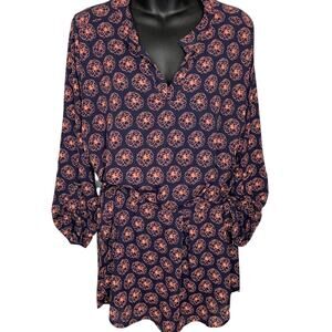 Full Moon Women's XL Navy Maternity Blouse Wrap Belt,  Roll Sleeve
